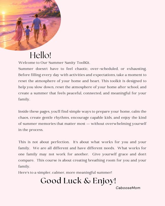 Welcome letter from CabooseMom